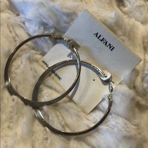 NWT Alfani Knife Edge Silver Hoops
